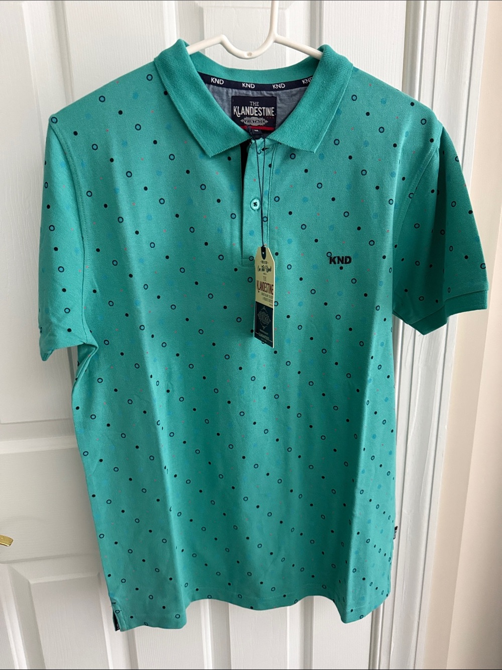 Klandestine Men's Teal Polo with Micro Circle Print